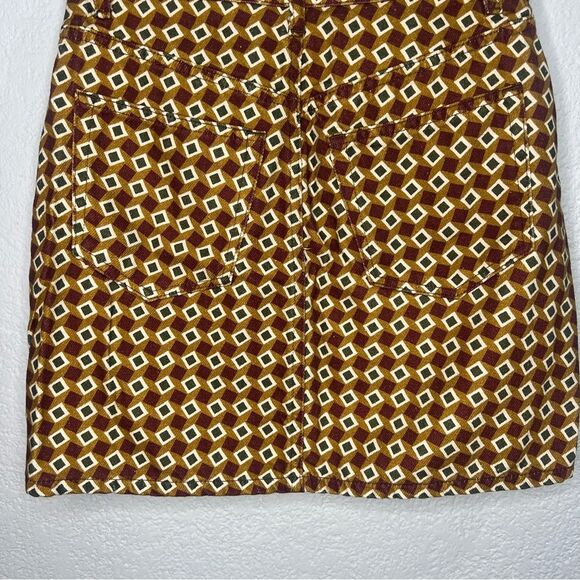 Reformation Jeans Patterned Denim Mini Women’s Jean Brown/Burgundy Skirt Sz 26 - Picture 7 of 11
